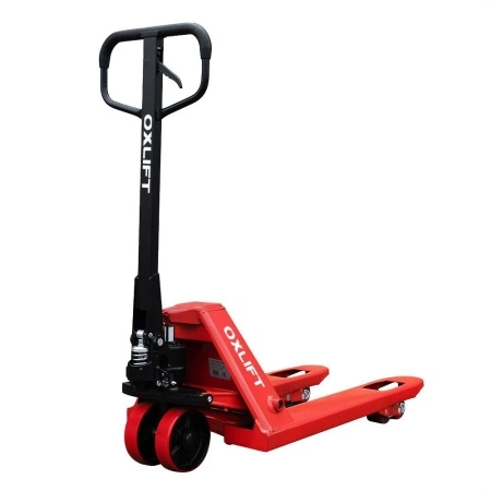 фото ручная гидравлическая тележка коротковильная oxlift ox25-l800 800 мм 2500 кг